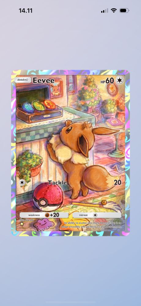 A cute eevee care with a 1 gold star rating 
