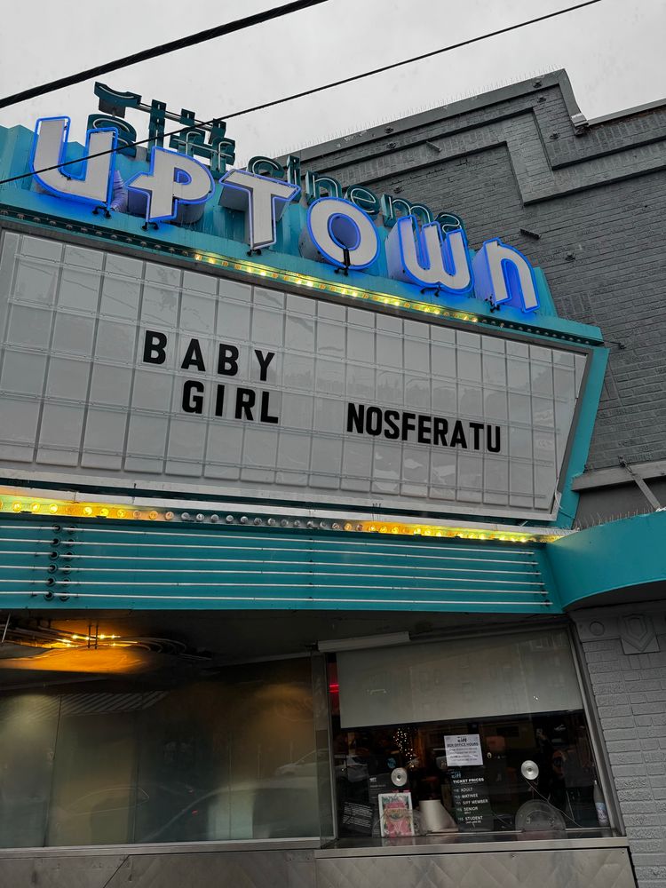A siff cinema marquee that lists both the movies baby girl and nosferatu