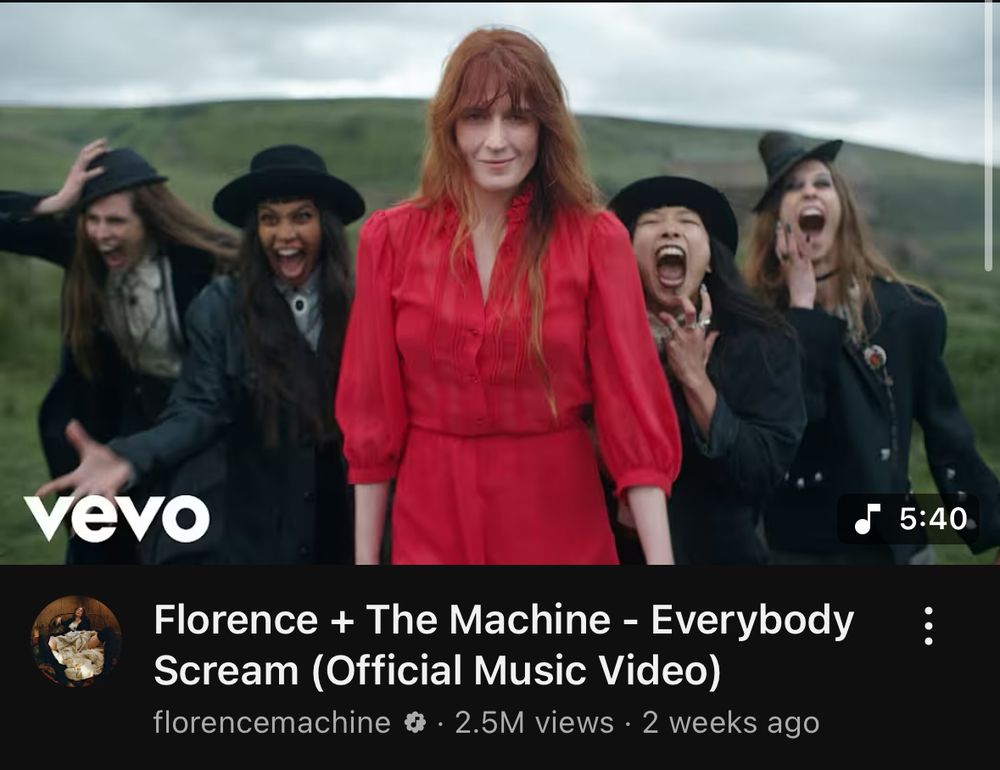 The video for Florence and the machine’s new single called everybody scream 