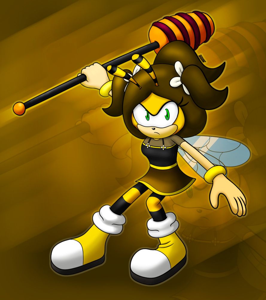 Emilia with her staff - the honeycomb scepter