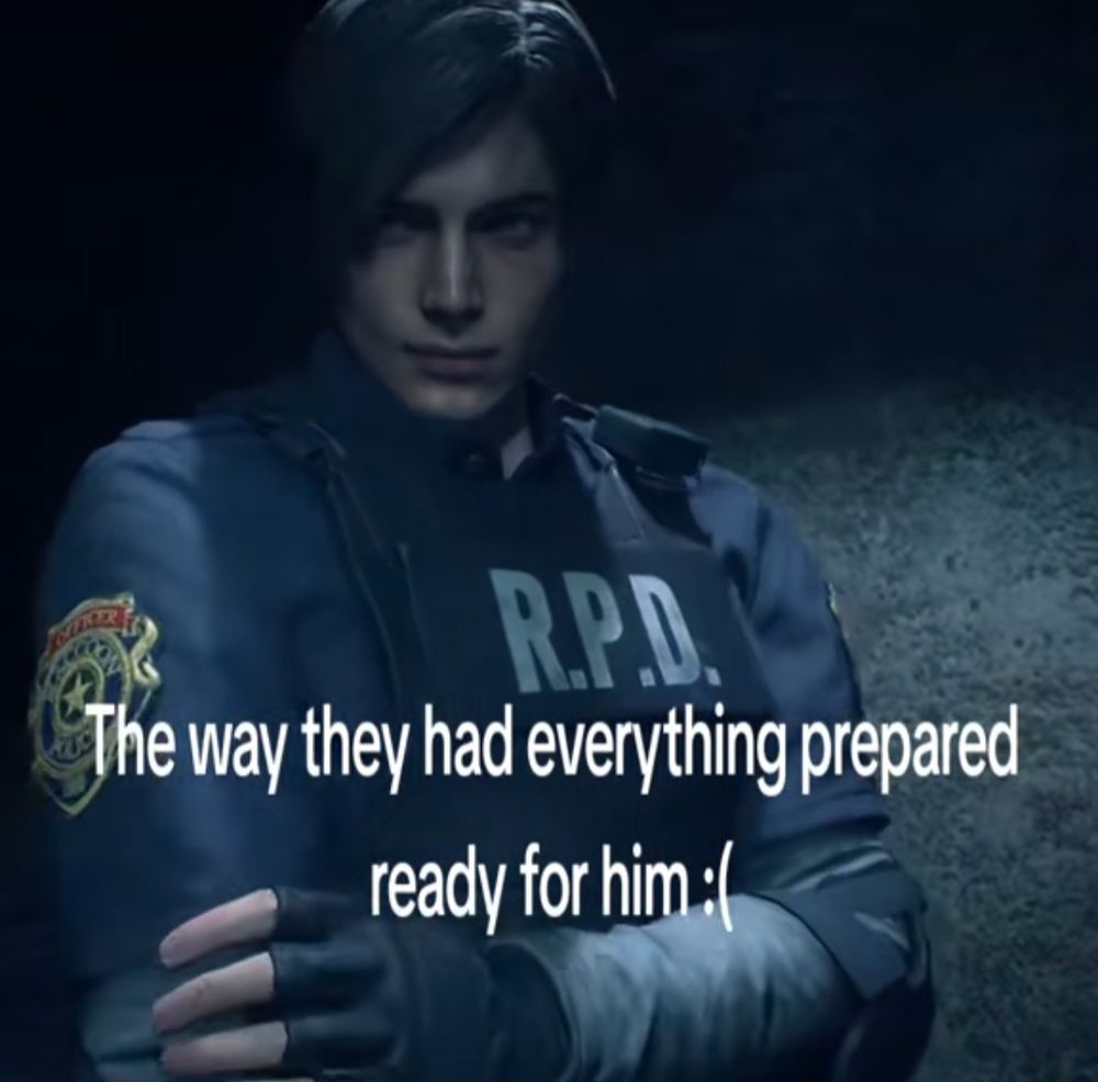 leon kennedy mit der ausrüstung vom vorherigen bild
caption:
the way they had everything prepared ready for him