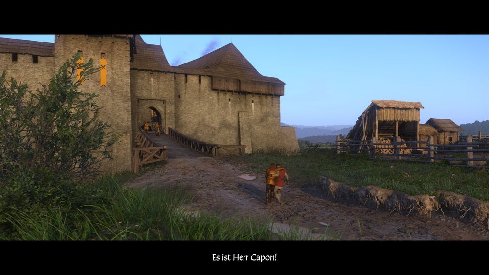 hans und heinrich arm in arm vor den toren von rattay