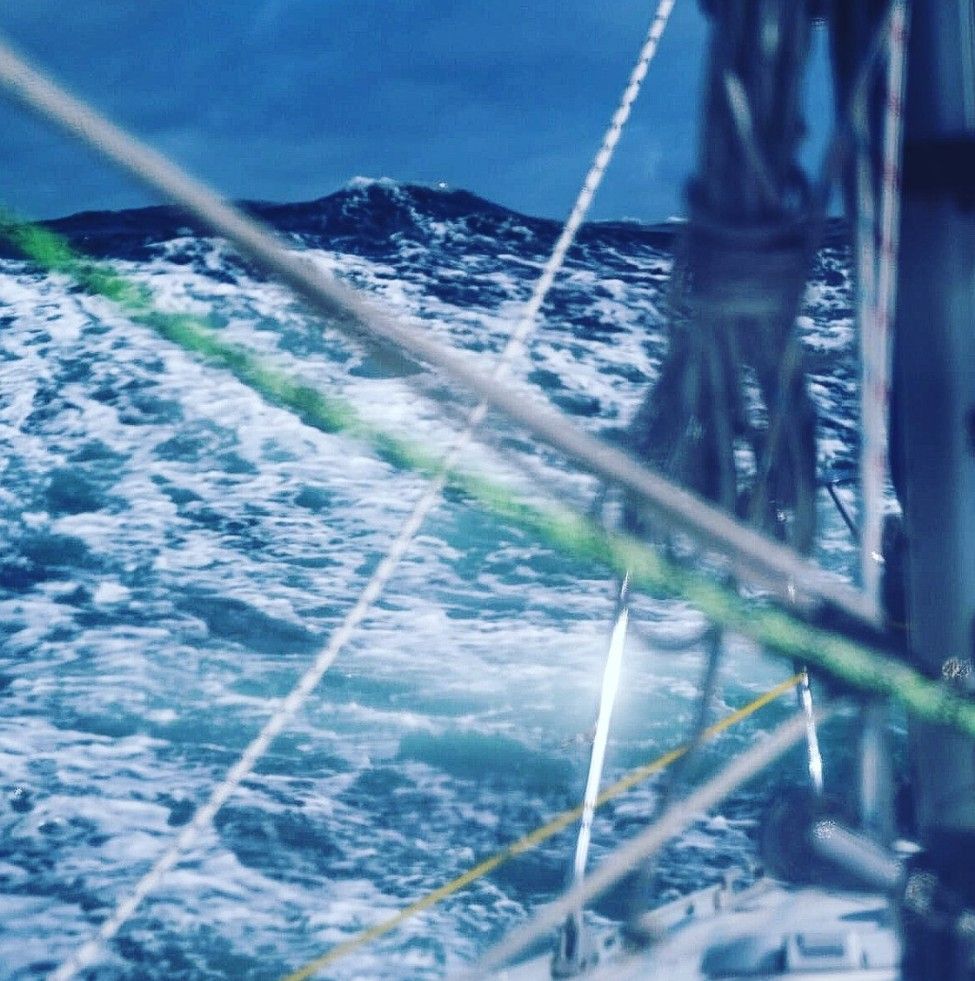 A story sea showing a large wave.