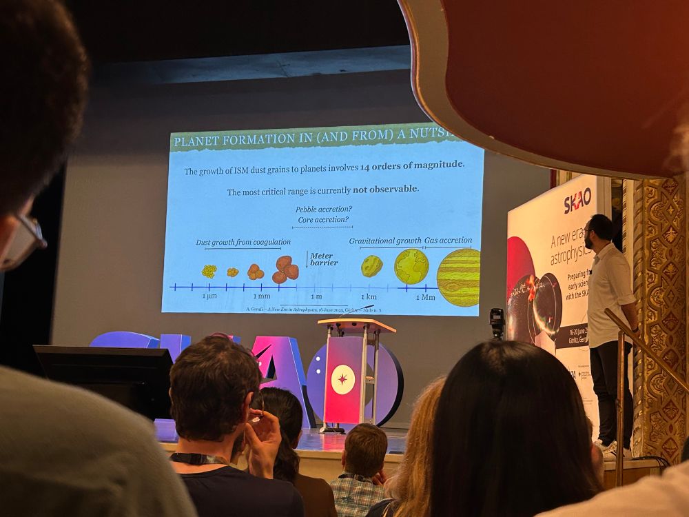 Slide showing the observing gap (cm to km) in our understanding of planet formation. 