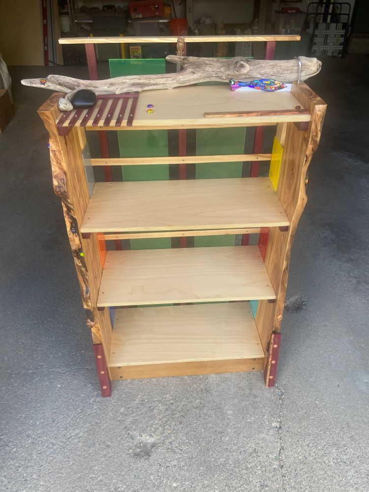 Front. Bookcase will be freestanding room divider, viewable from all sides.