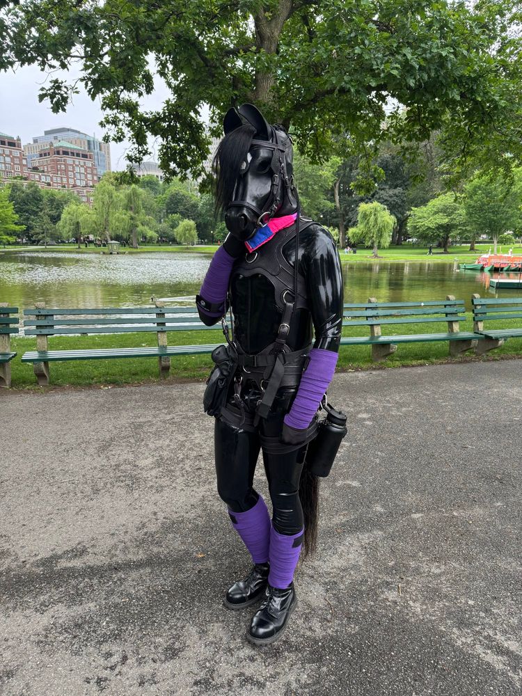 Posing down by the waters edge at Boston common during Boston Pride 2025 