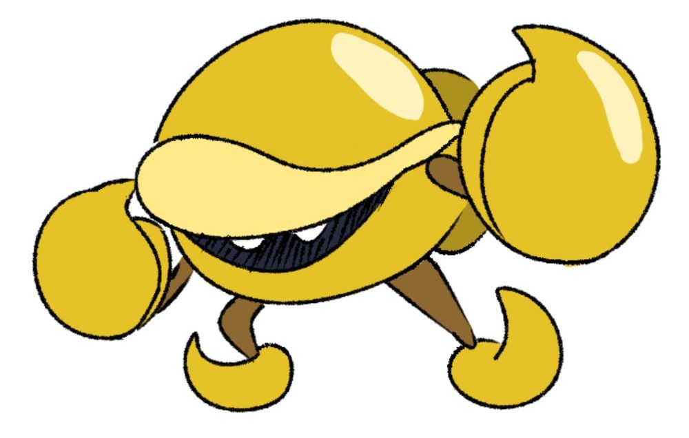Pierce's original design! He's just a simple scorpion with his shell and claws.
