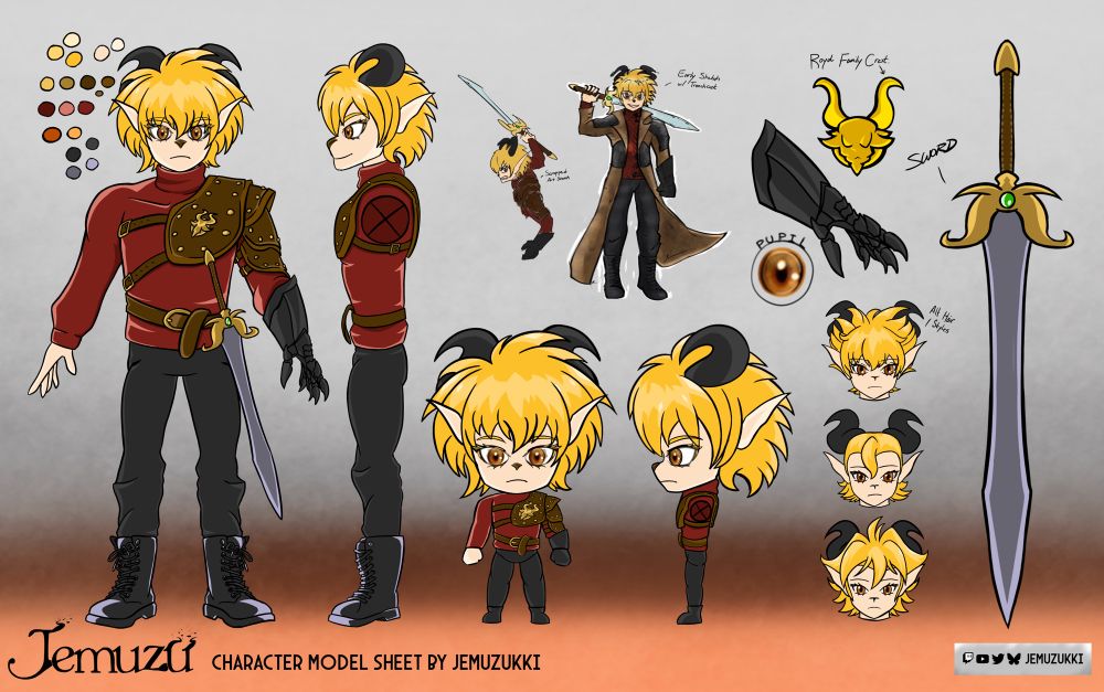 Version 1.0; Basic design and elements, plus my chibi form which is the basis for my current pngtuber model.
