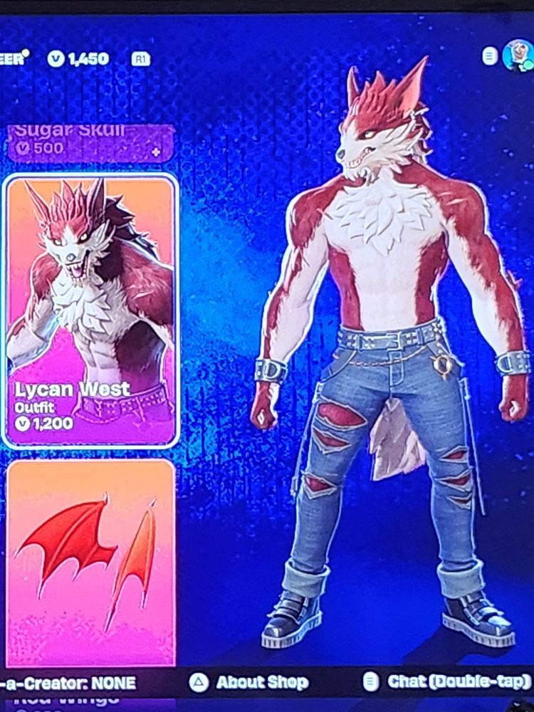 A red and white werewolf fortnite skin