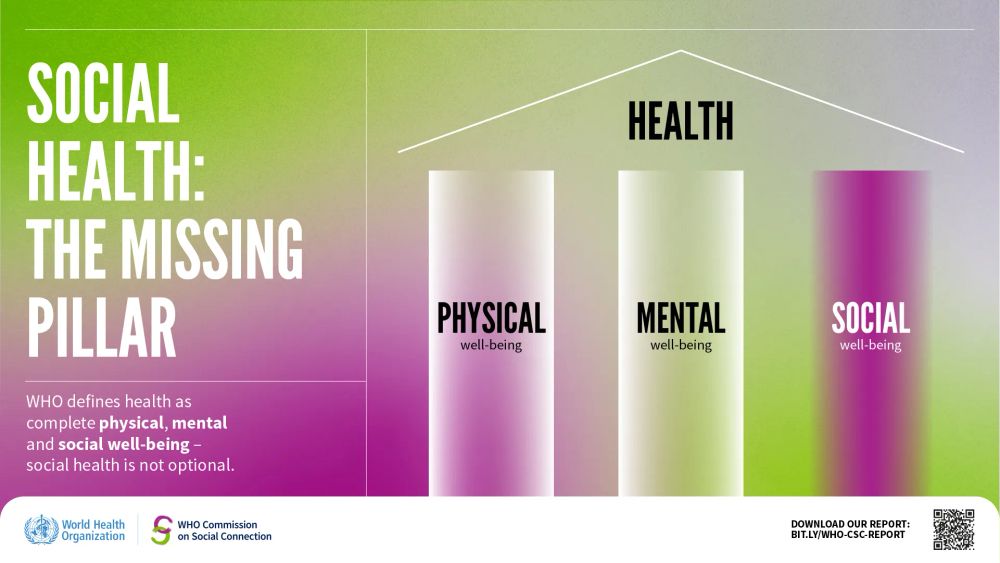 Social health is a missing pillar of health, alongside physical and mental health.