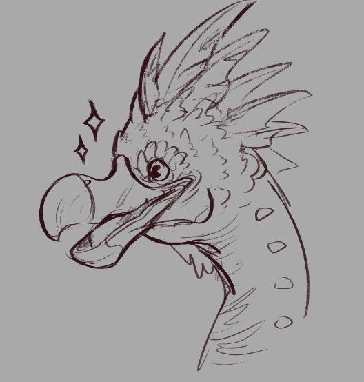 sketch of a kulu-ya-ku smiling