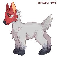 A 200px pixel of a dog character done for grimoirre on art fight