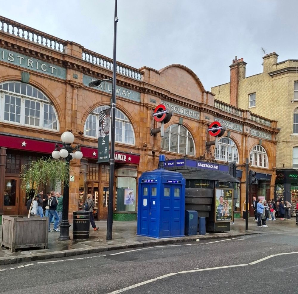 Dr Who like Police Box outside of Earl's Court Railway station, London 