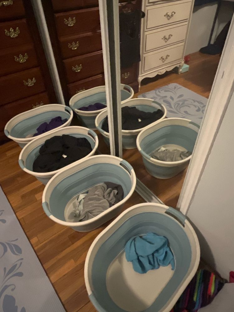 Four bins of laundry to hopefully #adhdhack my laundry freeze