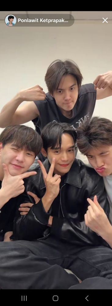 Screenshot of the four doctors of #FoureverYou from Pond's TikTok live on 4.21.25. Ngern in the center, Pond on the right, Bever on the left, and Maxky in the back.