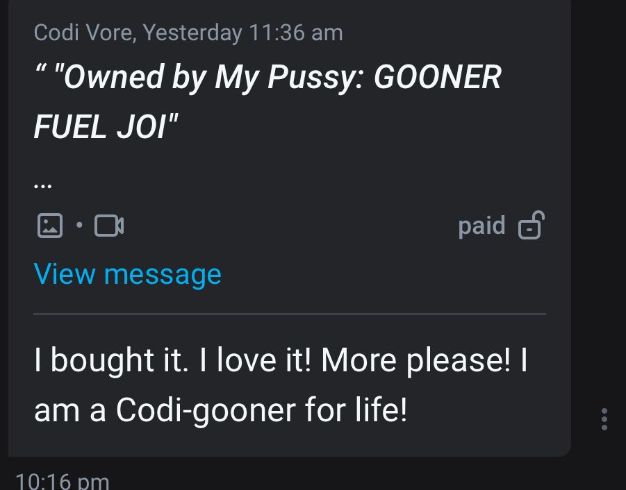 Comment says: “I bought it. I love it! More please! I am a Codi-gooner for life!”