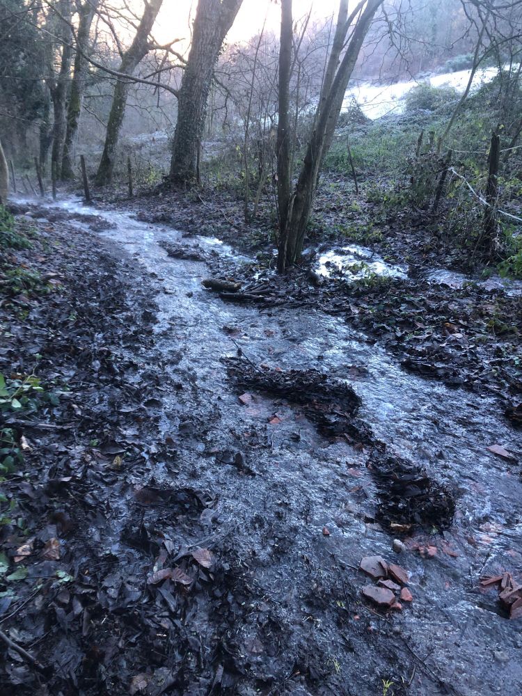 Sentier transformé en ruisseau