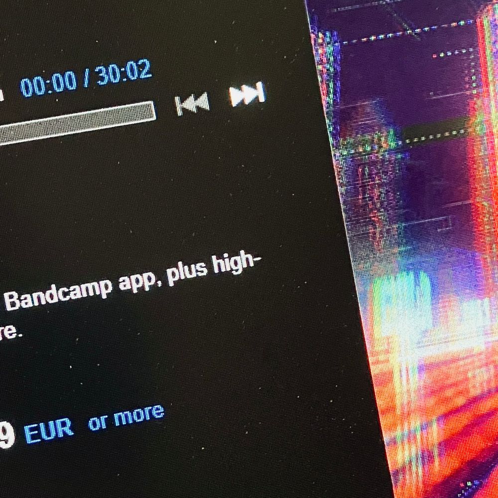 Zoomed in photo of the draft of the next Crows Labyrinth release page on Bandcamp. Teasing a small piece of the artwork.