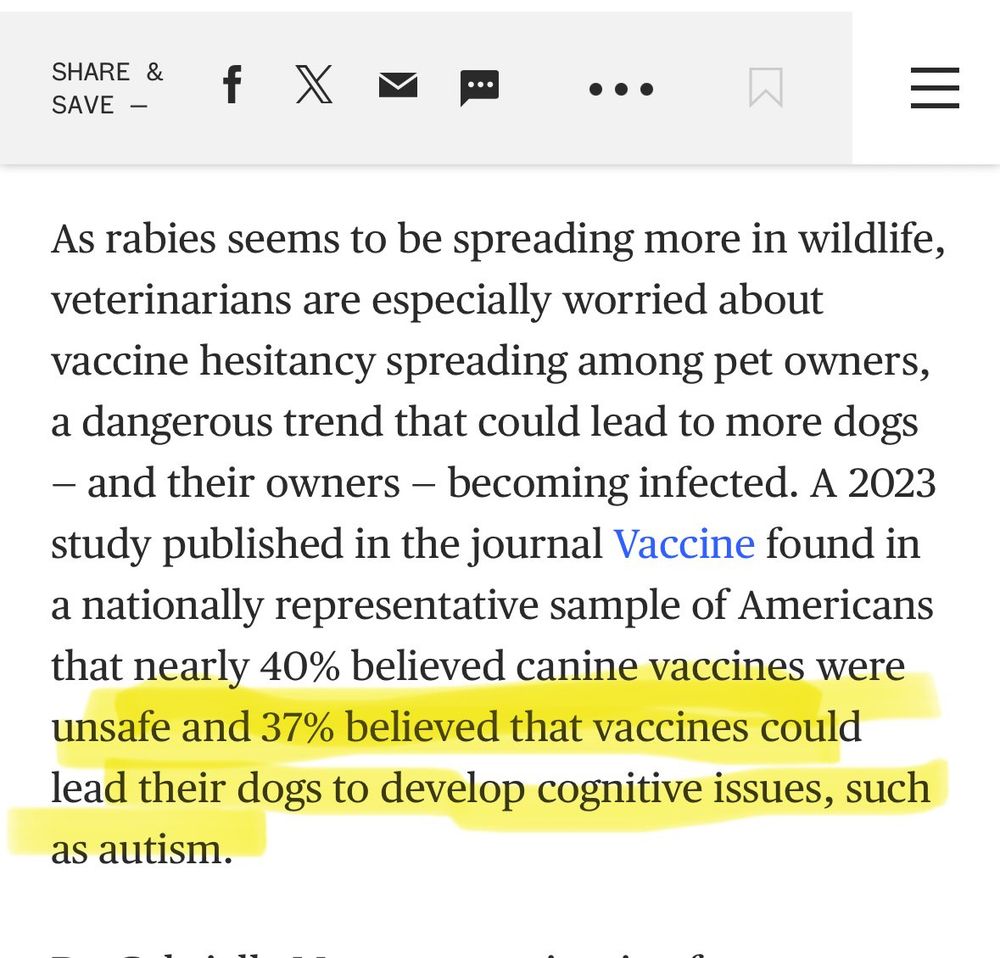 As rabies seems to be spreading more in wildlife, veterinarians are especially worried about vaccine hesitancy spreading among pet owners, a dangerous trend that could lead to more dogs
- and their owners - becoming infected. A 2023 study published in the journal Vaccine found in a nationally representative sample of Americans that nearly 40% believed canine vaccines were unsafe and 37% believed that vaccines could lead their dogs to develop cognitive issues, such as autism.