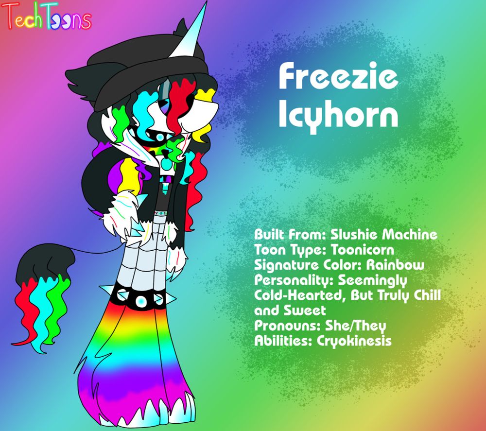 Freezie Icyhorn from TechToons, a robot toon unicorn, or a "Toonicorn"