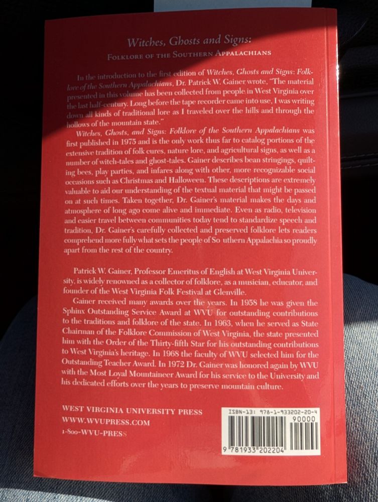 The back of the book about WV ghost stories