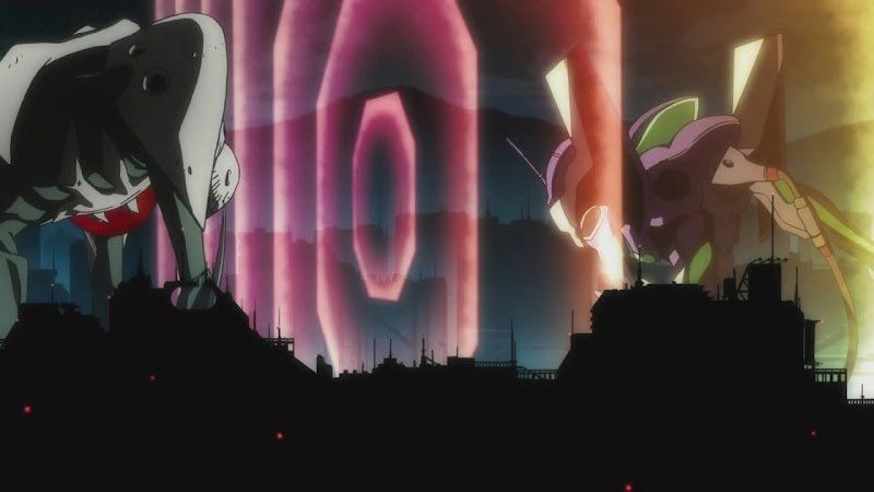 A.T. Field blocking Sachiel from Eva Unit 01