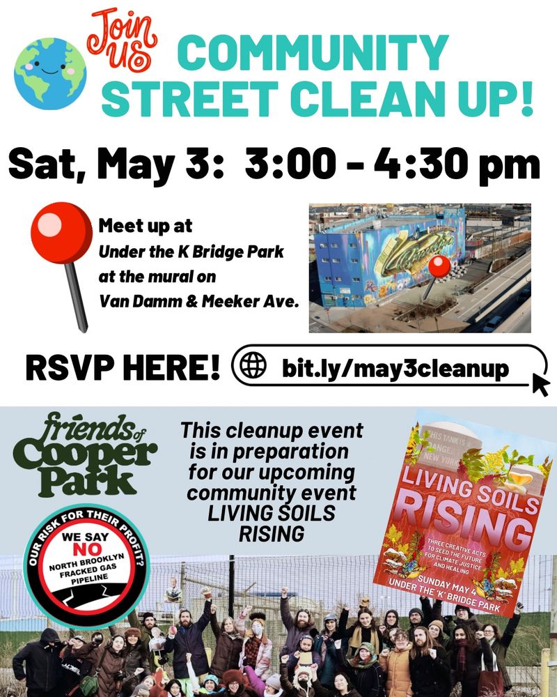 Bottom of the flyer has a group of activist holding their fist up. Additionally, bottom of the flyer has two logos along with a smaller flyer of an event on May 4th. Upper portion of the flyer displays map and photo of the meetup location.