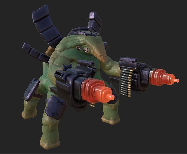 A four legged alien being textured in substance painter