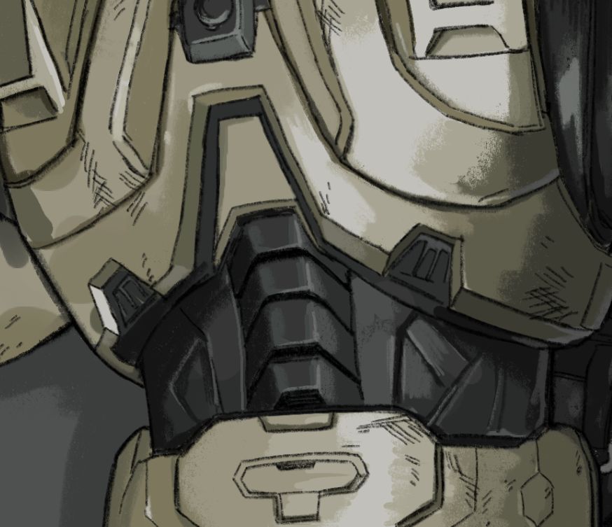 closeup of a piece i'm working on of cody's armor, shown from the back