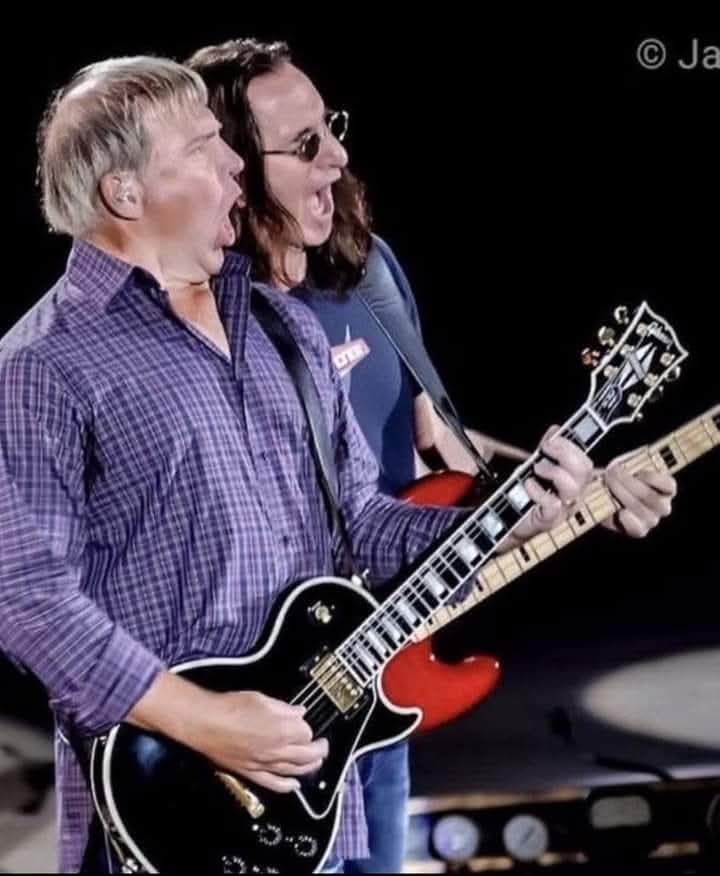 Alex Lifeson and Geddy Lee's reaction to seeing a female in their audience for the first time..
