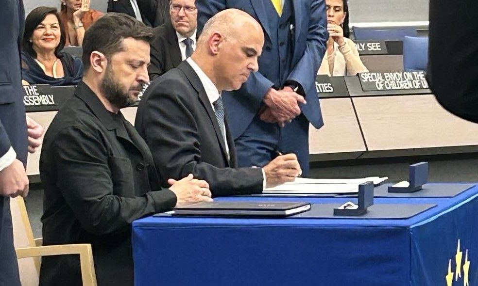 The signing of the agreement.