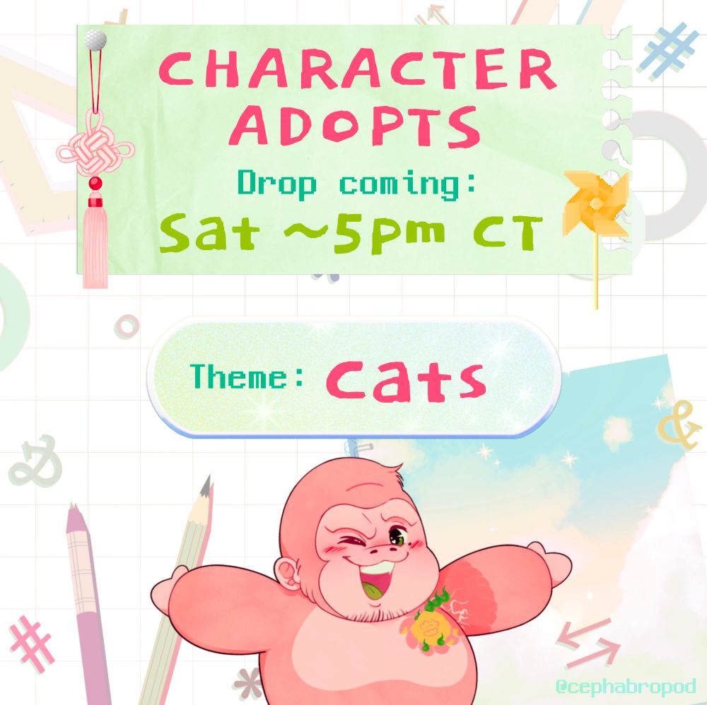 announcement post for a furry adopt drop on saturday Feb 22 at 5pm Central Time
