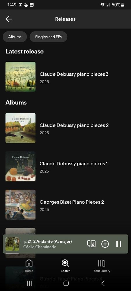 The PSMmusic page on Spotify showing latest releases and albums