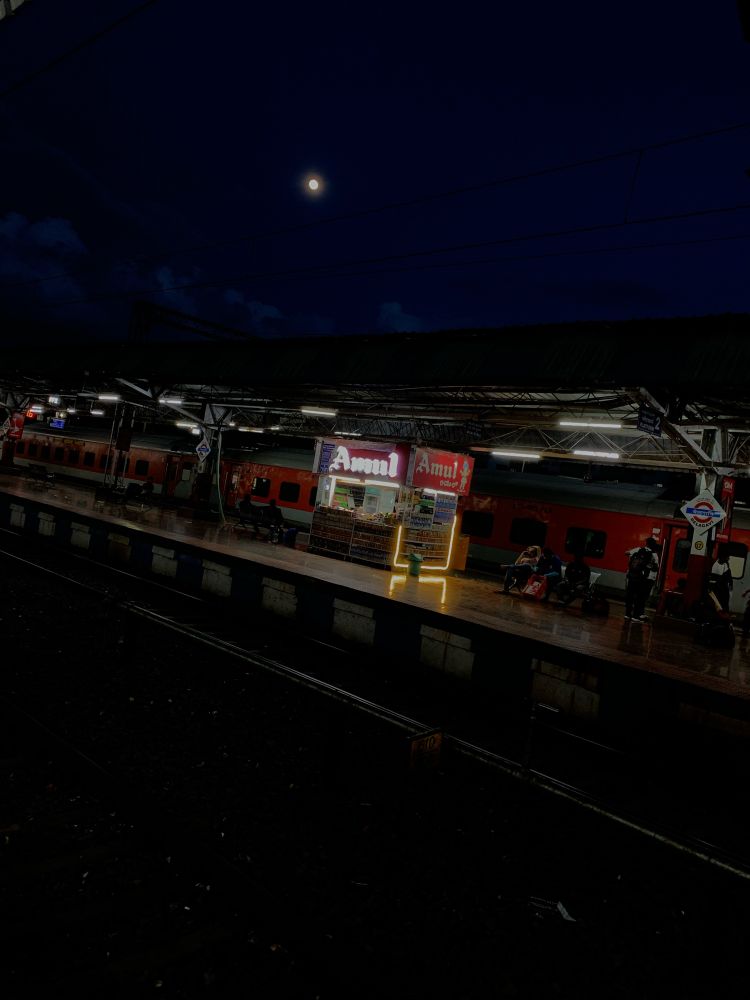 Belgaum Railway Station captured at night