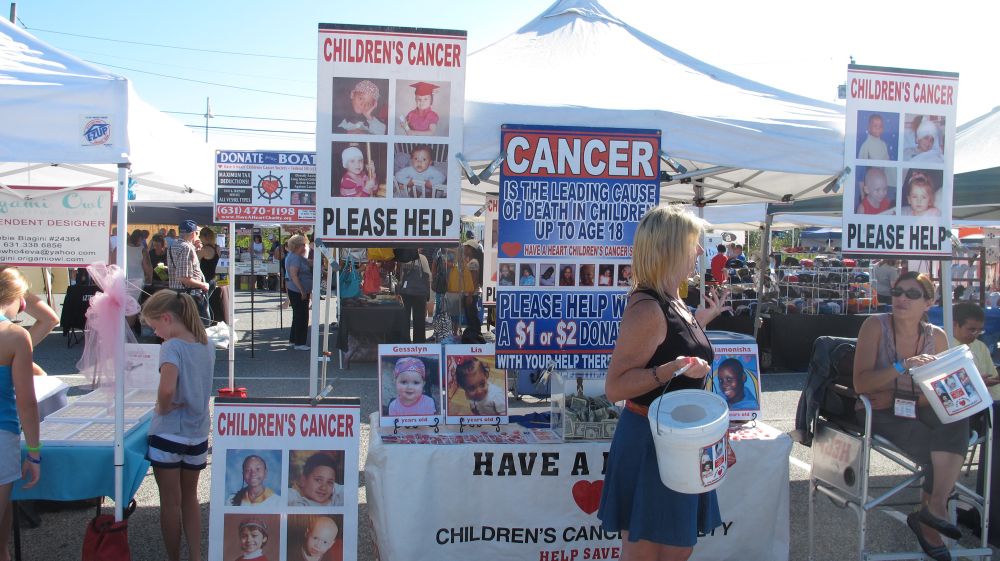 Fundraising to fight childhood cancer. - Cedar Beach on Long Island Sound (Mt. Sinai Harbor), Suffolk County, Long Island, New York. Photo taken sometime during the Summer of 2014.