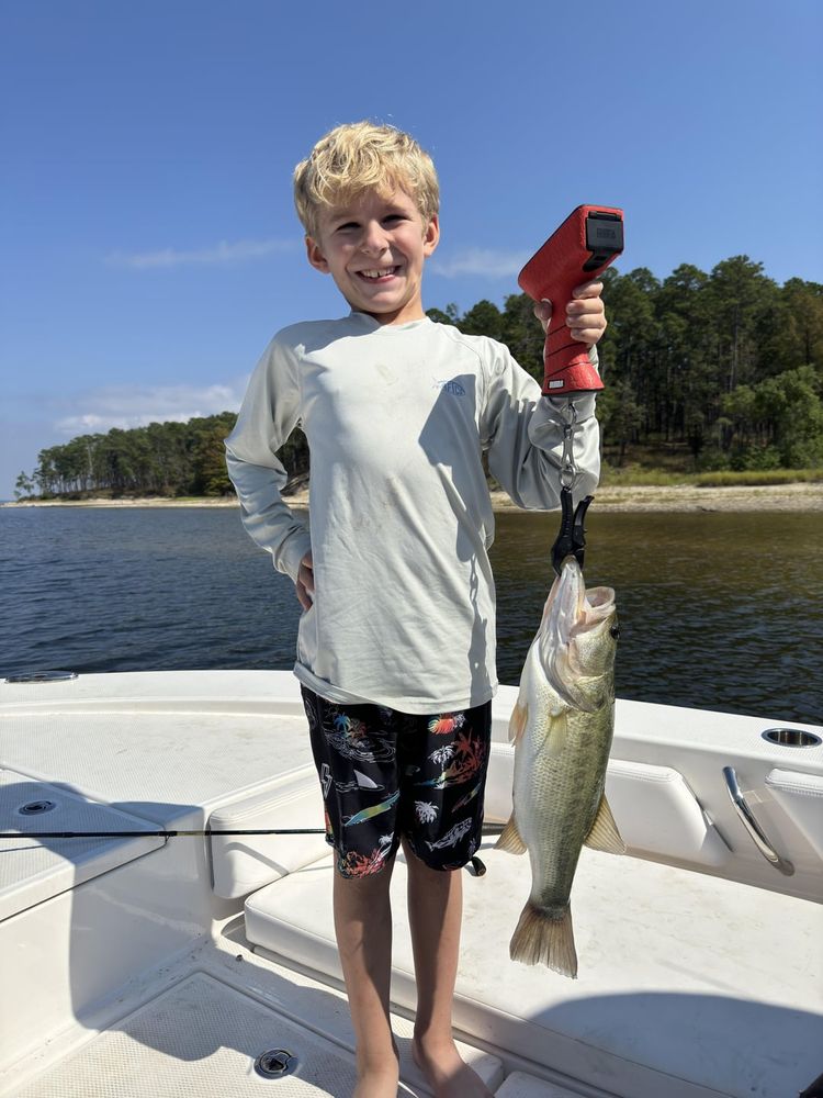 My fishing buddy caught his PB largie (3lbs 9oz, “but let’s just say 4 lbs, ok dad”), his first spot, and a decent bream.