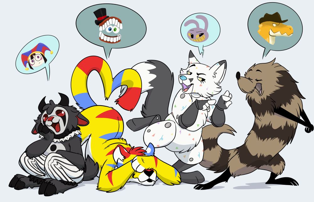 Some self-insert OCs of various animal appearances having a chat about their TADC character interests. 
