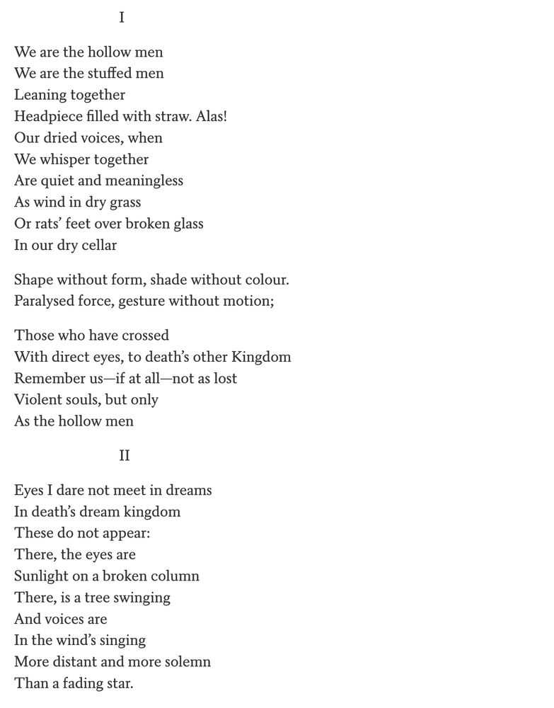 "the hollow men" by t.s. elliot (poem)