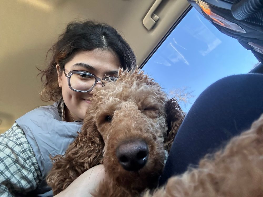 (Selfie)Me and an orange poodle her name is pepper