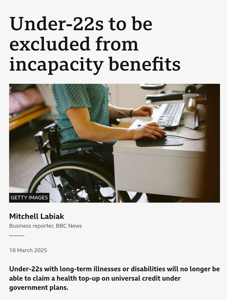 Screenshot from The BBC. It's not the BBC in Scotland. Otherwise, it would read something like 'the SNP refuse to fund U22s Incapacity Benefits'