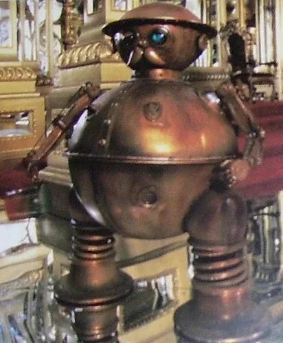The Tik-Tok costume from Return to Oz: a pot bellied copper hued robot with a samovar-like body.
