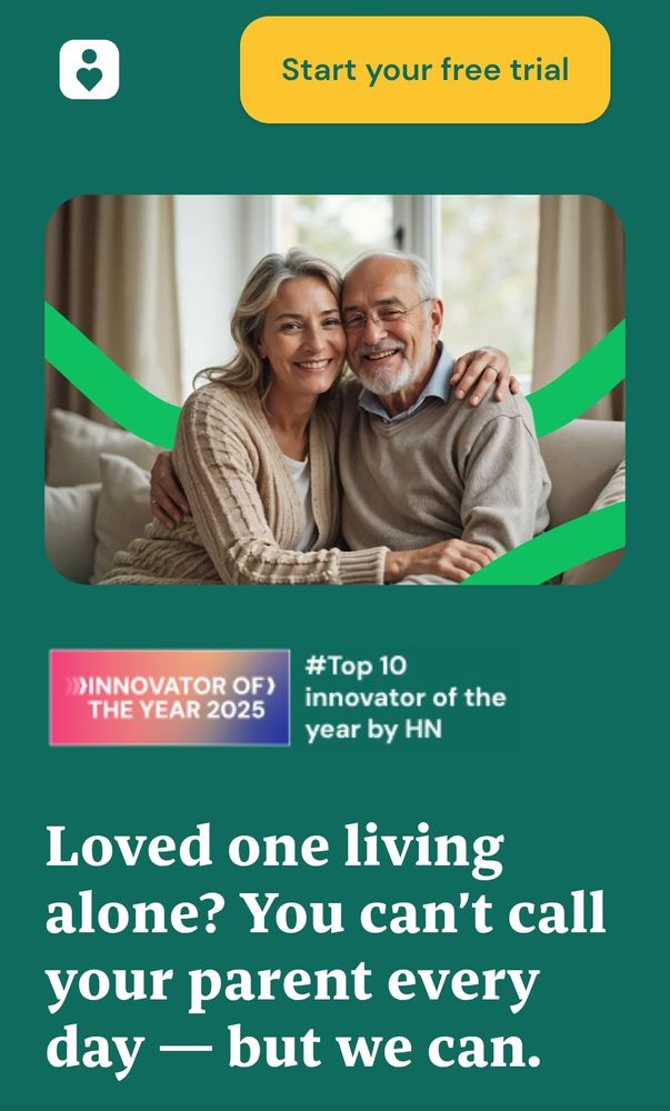Landing page for an ai service that calls your parents for you 

Loved one living alone? You can’t call your parent every day — but we can.