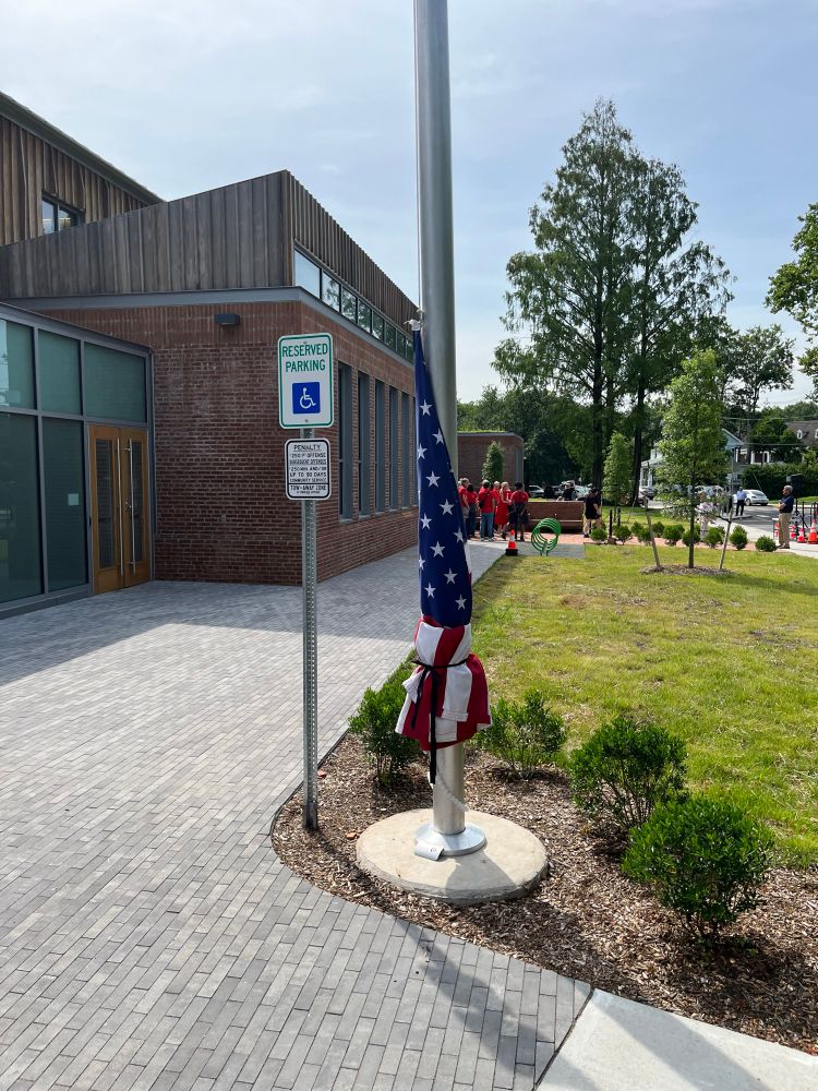 The crisp new flag waits to fly