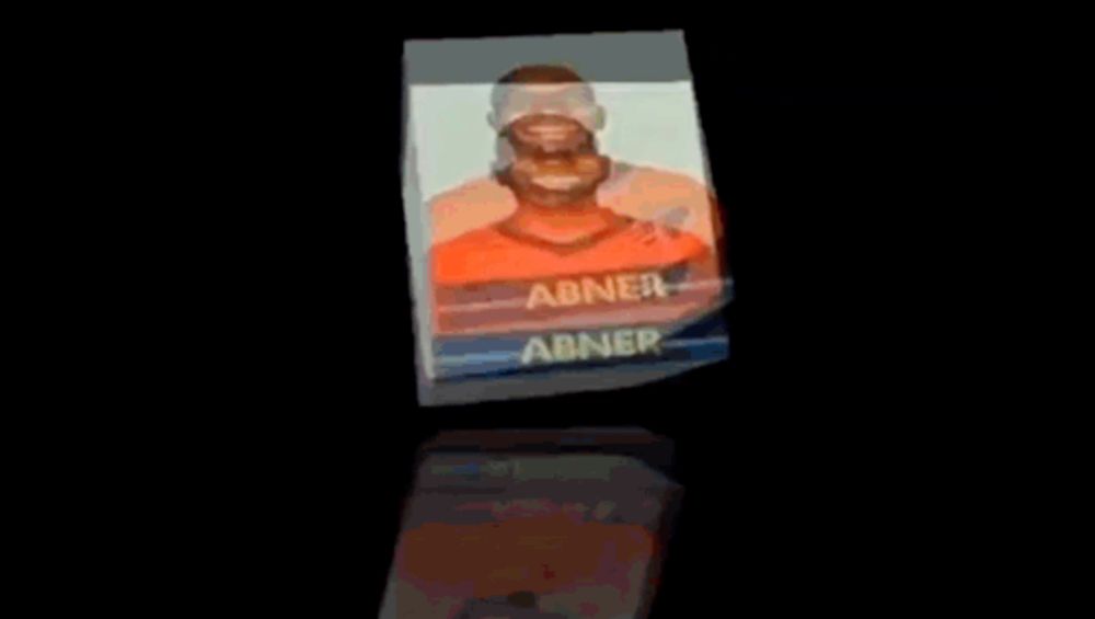 a cartoon of a man wearing an orange shirt with the name abner on it .