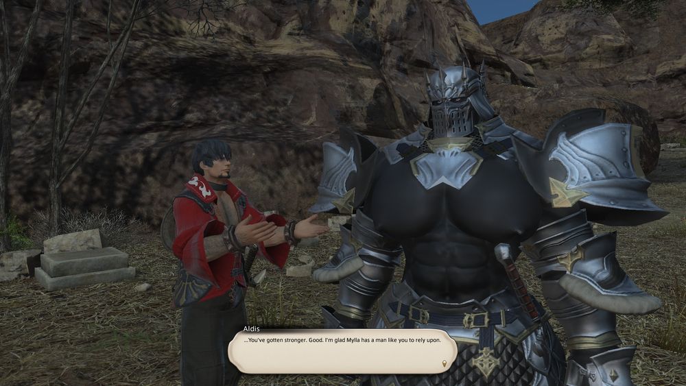 Some drunken dude who might have not paid much attention utters some nonsensically-charged words to hide his insecurities towards his childhood friend and first love, who's now the Gladiator's Guildmaster.

Aldis: ...You've gotten stronger. Good. I'm glad Mylla has a man like you to rely upon.