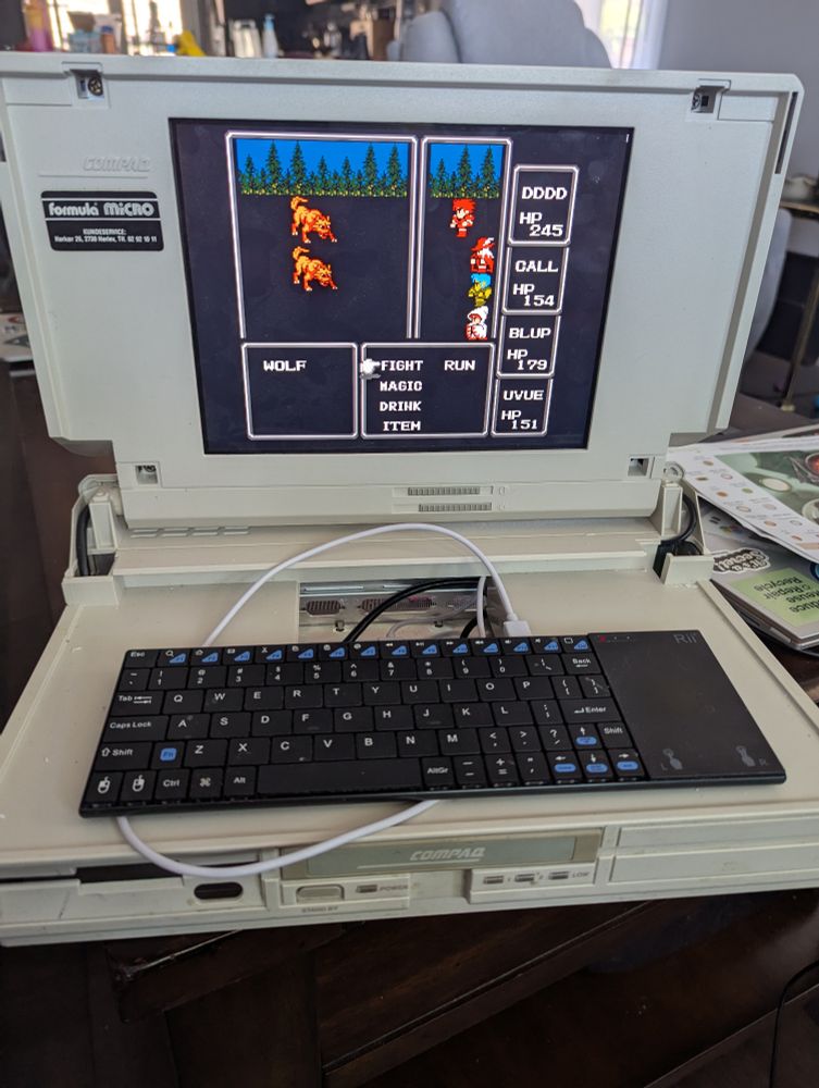 Old laptop playing Final Fantasy