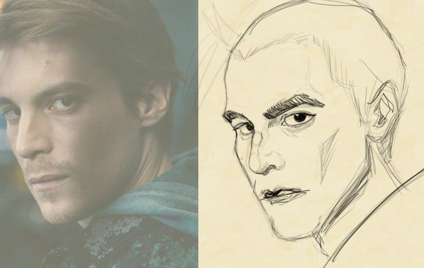 Склейка фото И.Янковского и моего портретного скетча по его мотивам.