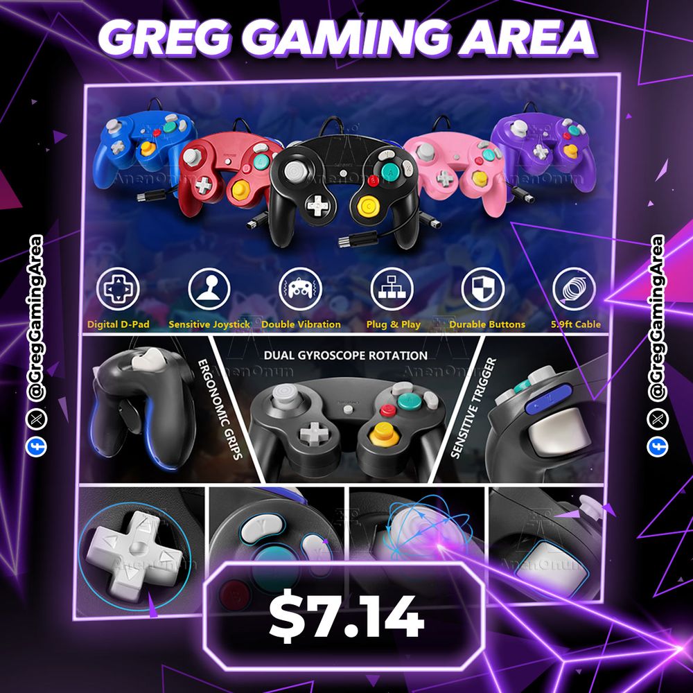 Gamecube/Wii Controller NGC Classic Wired Remote Gamepad Vibration Control Retro Video Game Console Joypad Joystick Accessories