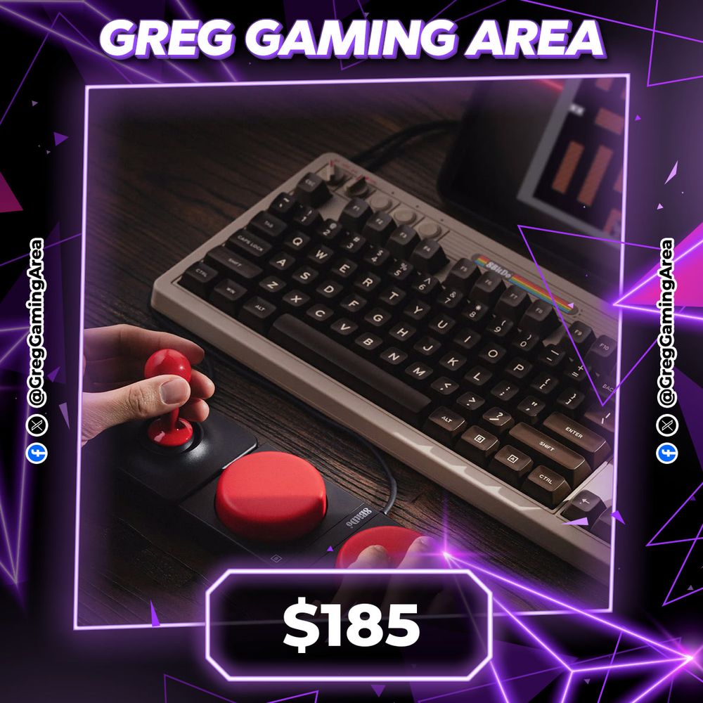 8BitDo Retro C64 Mechanical Keyboard BT/2.4G/USB-C Gaming Keyboard 87 Keys Dual Super Buttons Super Stick for Windows/Android