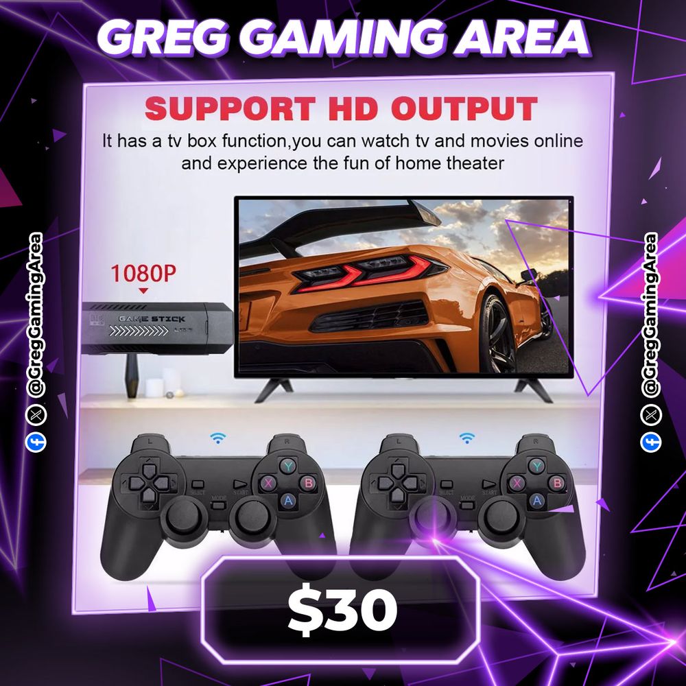X2 Home HDTV Game Console Connects To TV Single or Double Player Wireless Joystick Games XBOX PSP Playstation